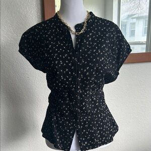 Emma James Black Dainty Floral Women's Button Down Shirt